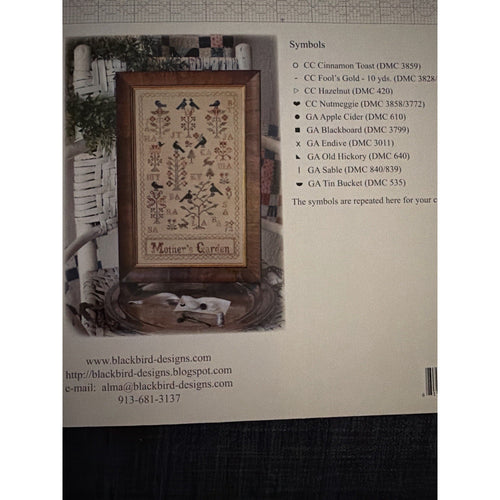 Blackbird Designs Mother’s Garden OOP Cross Stitch Chart Sampler Pattern