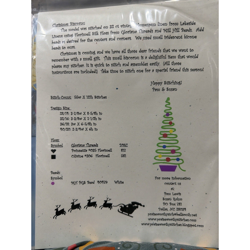 PRAISEWORTHY STITCHES Christmas Biscornu Cross Stitch Pattern