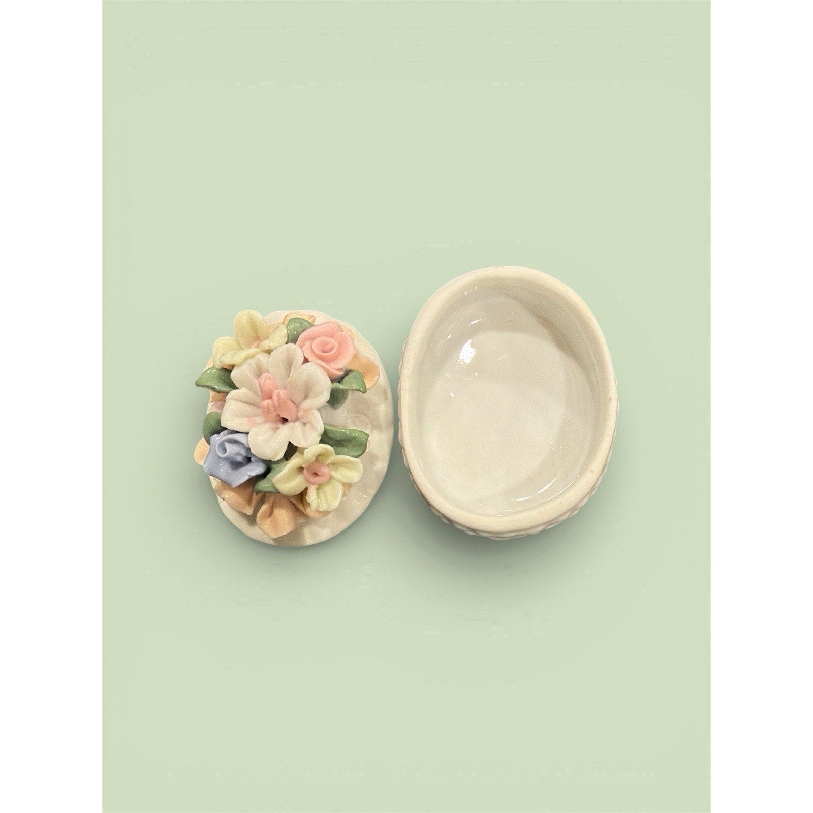 Whispered Vows — Vintage Floral Porcelain Trinket Box Keepsake for Love Stories