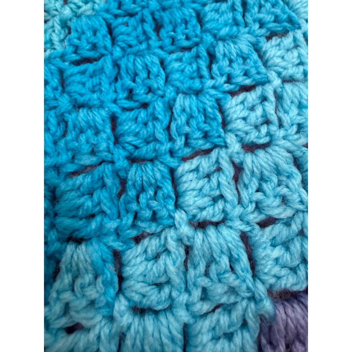 Handmade Crochet Baby Blanket 35" Pastel Rainbow Baby Waves Afghan