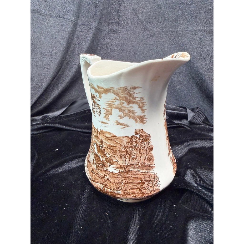 Vintage Alfred Meakin Reverie Ironstone Pitcher Brown Transferware 7 Inch