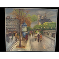 Mid-Century Paris Street Scene Notre Dame Oil Painting Signed Canvas