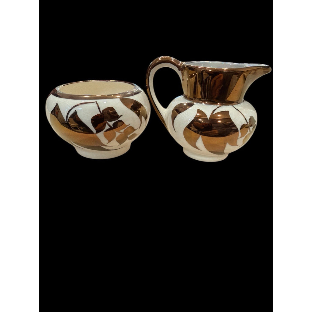 Vintage Sandland Ware England Luster Sugar & Creamer Set Miniature Copper