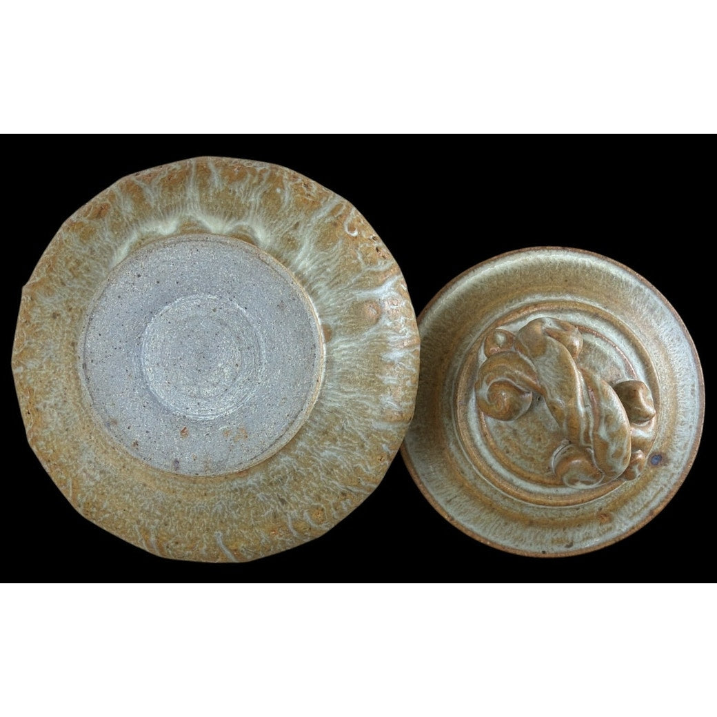 Vintage Studio Pottery Covered Vessel Sculptural Stoneware Cobalt Interior – additional view 6