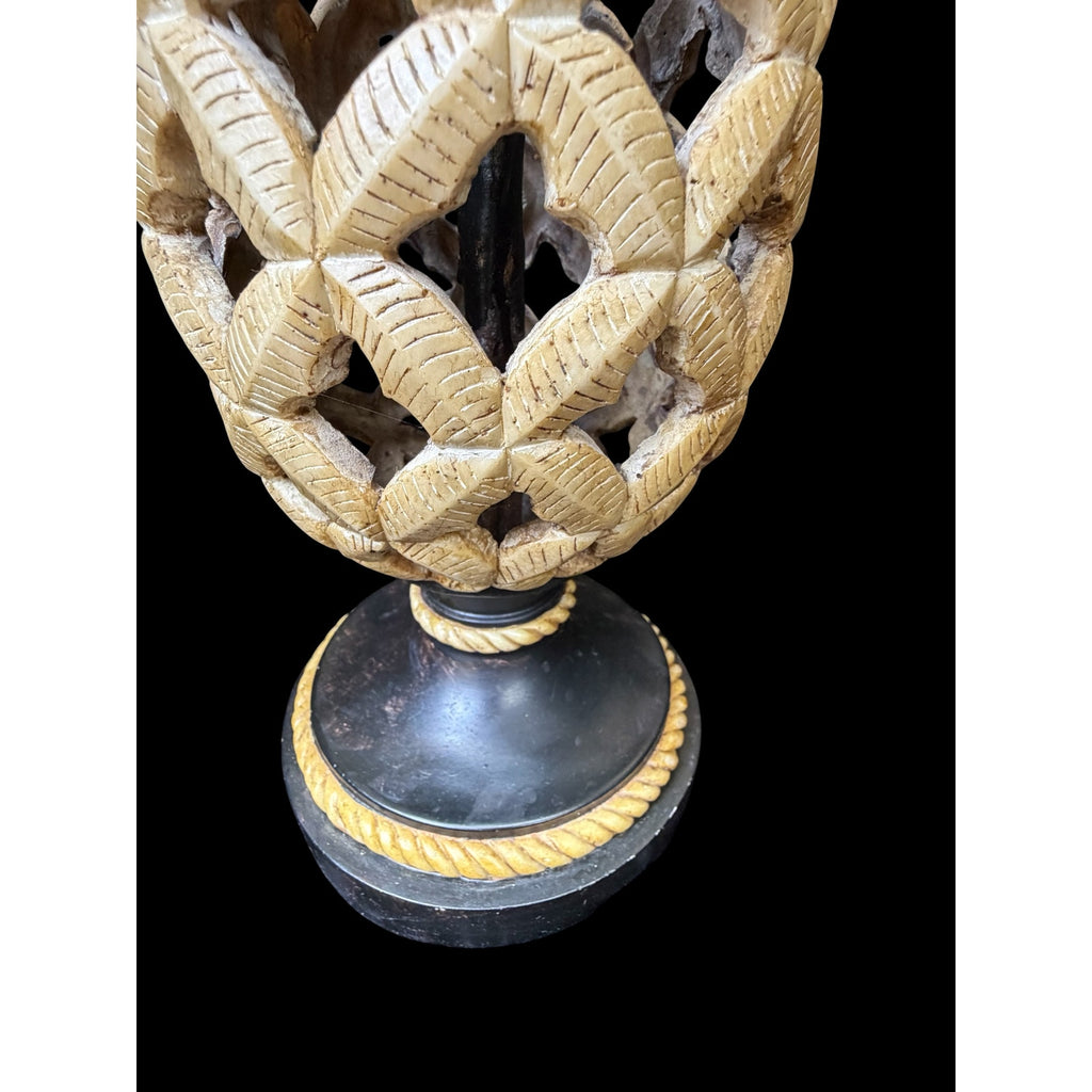 Vintage Pineapple Table Lamp Pair Coastal Tropical Resin Lamps with Shades