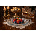 Vintage Clear Pressed Glass Serving Platter 10” Double Handle Elegant Tray
