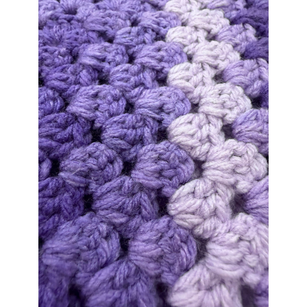 Handmade Crochet Afghan Purple Lavender Cream Granny Stitch Blanket 60" Square