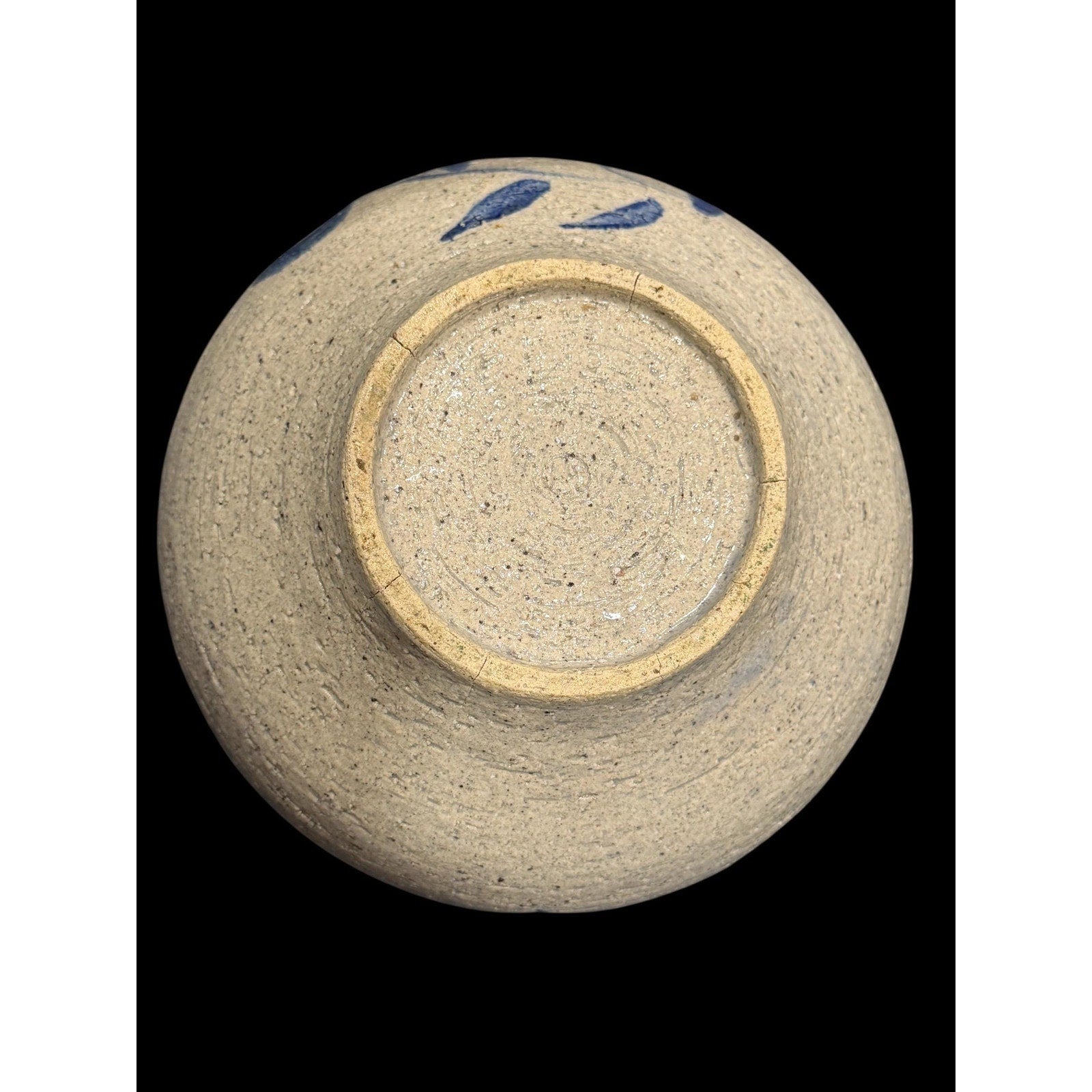 North Carolina Salt Glaze Pottery Bowl Cobalt Folk Art Studio Pottery 6”