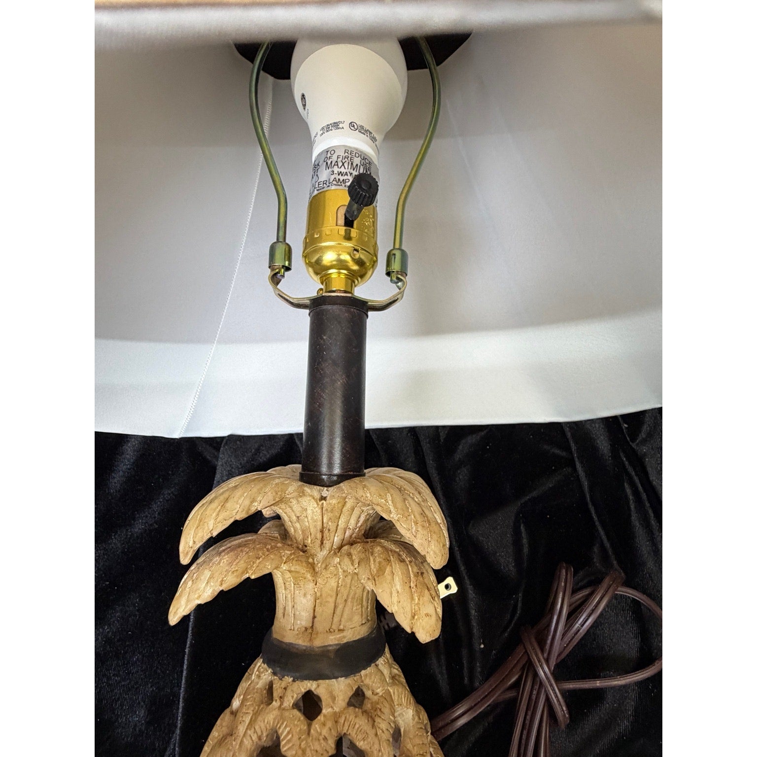 Vintage Pineapple Table Lamp Pair Coastal Tropical Resin Lamps with Shades
