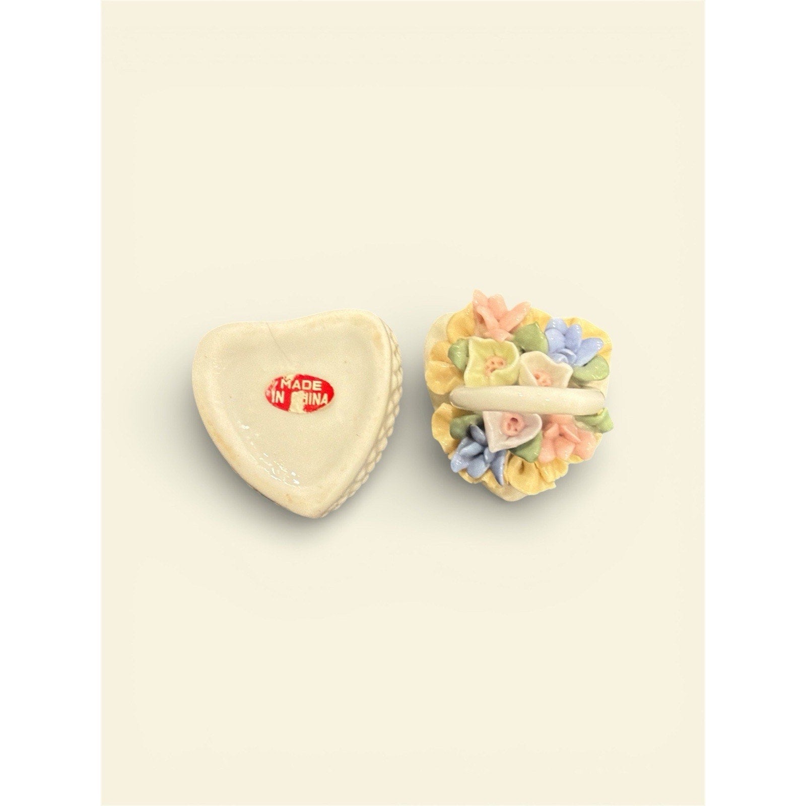 Heart Vintage Porcelain Floral Trinket Box Wedding Keepsake & Proposal Ring Box