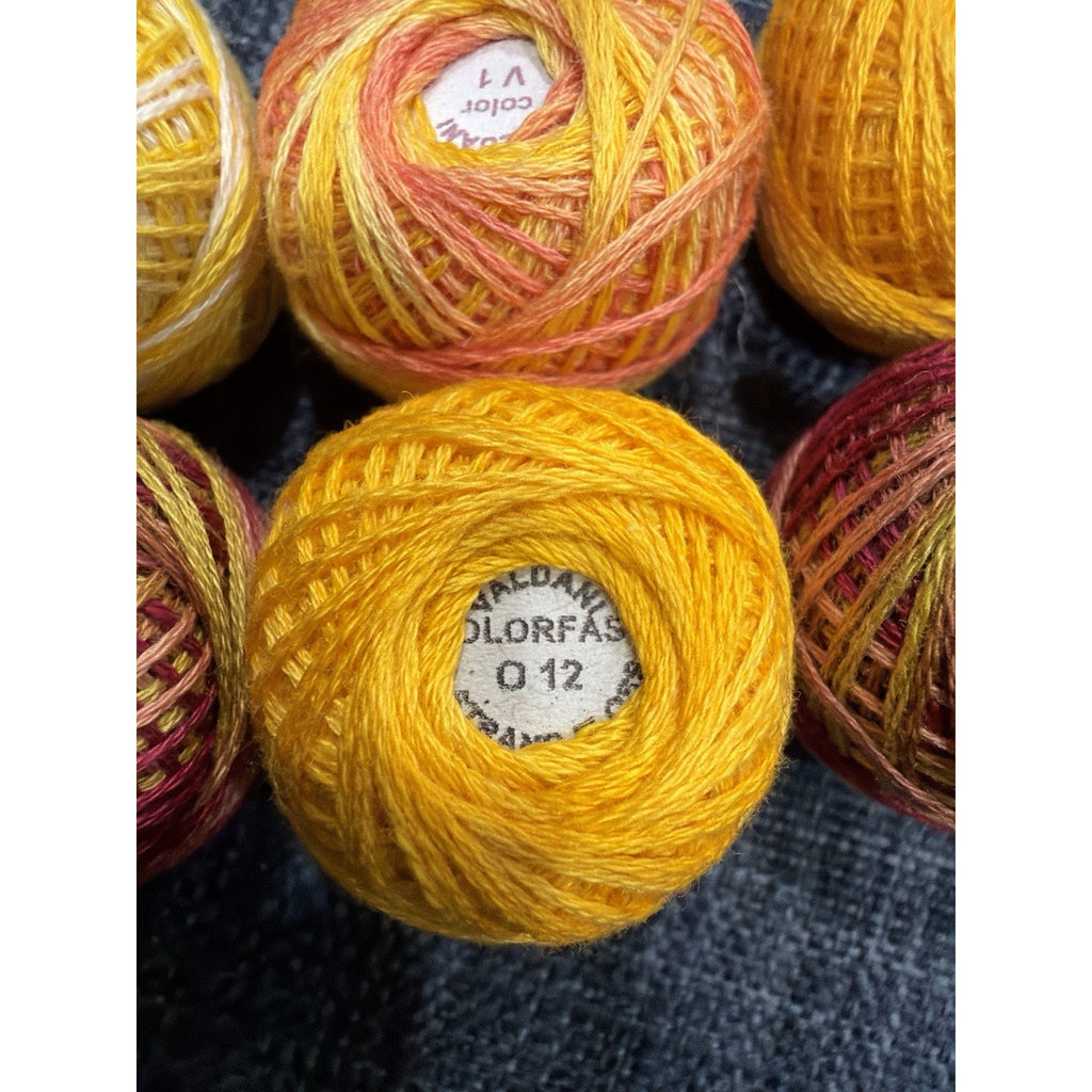 Valdani Perle Cotton Thread Lot 6 Sunflower Yellow Gold Variegated Colorfast – additional view 6