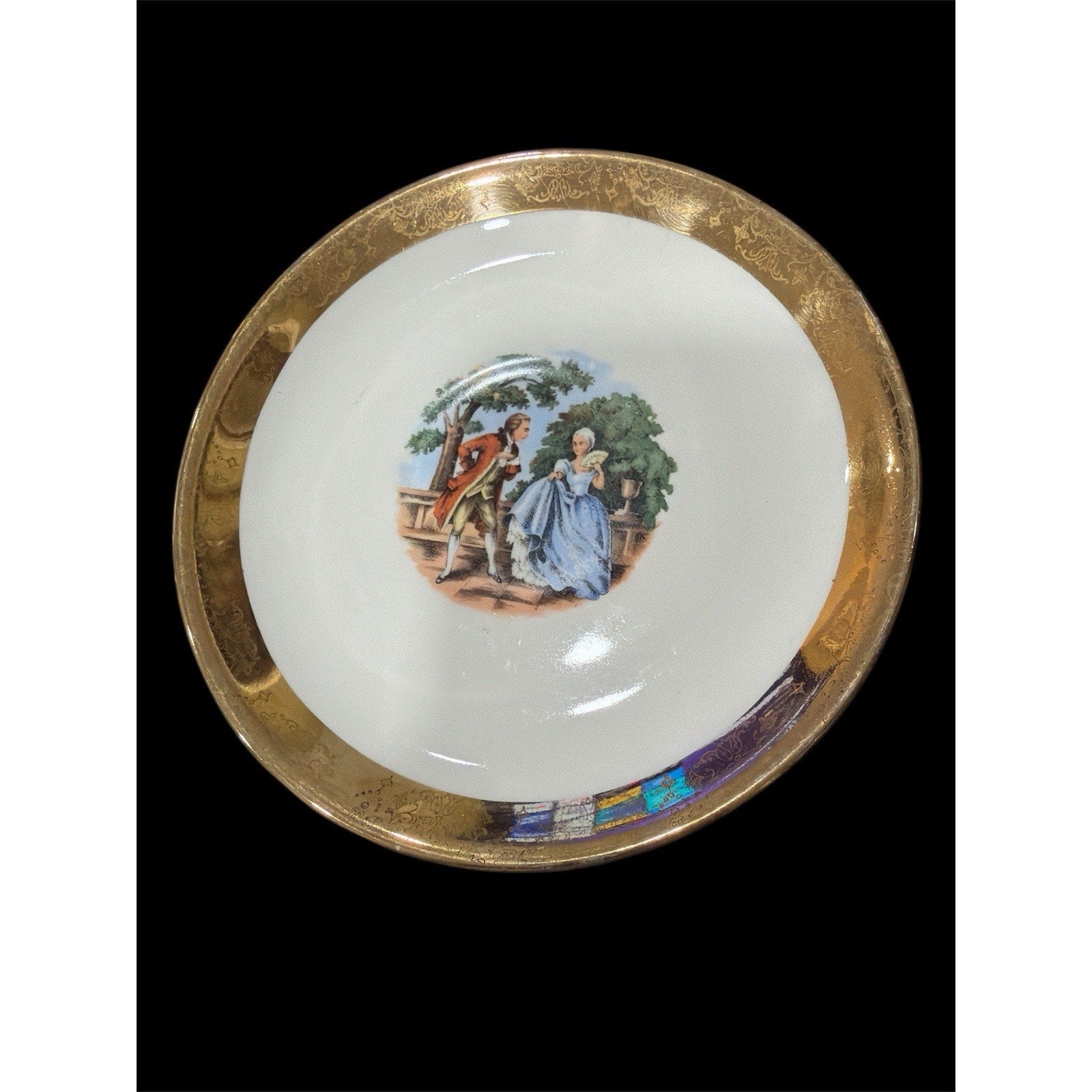 Vintage Colonial Revival Washington Portrait China Group 10 Pc Gold Decor