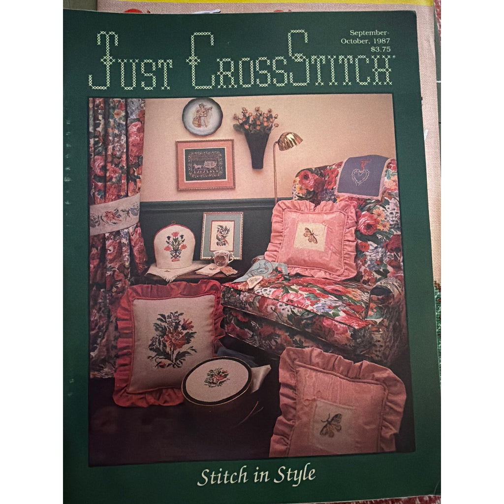 Just CrossStitch Sept Oct 1987 Magazine Vintage Samplers NOS