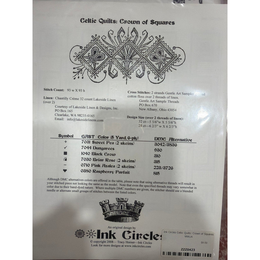 Ink Circles Celtic Quilts: Crown of Squares Cross Stitch Pattern Never Opened