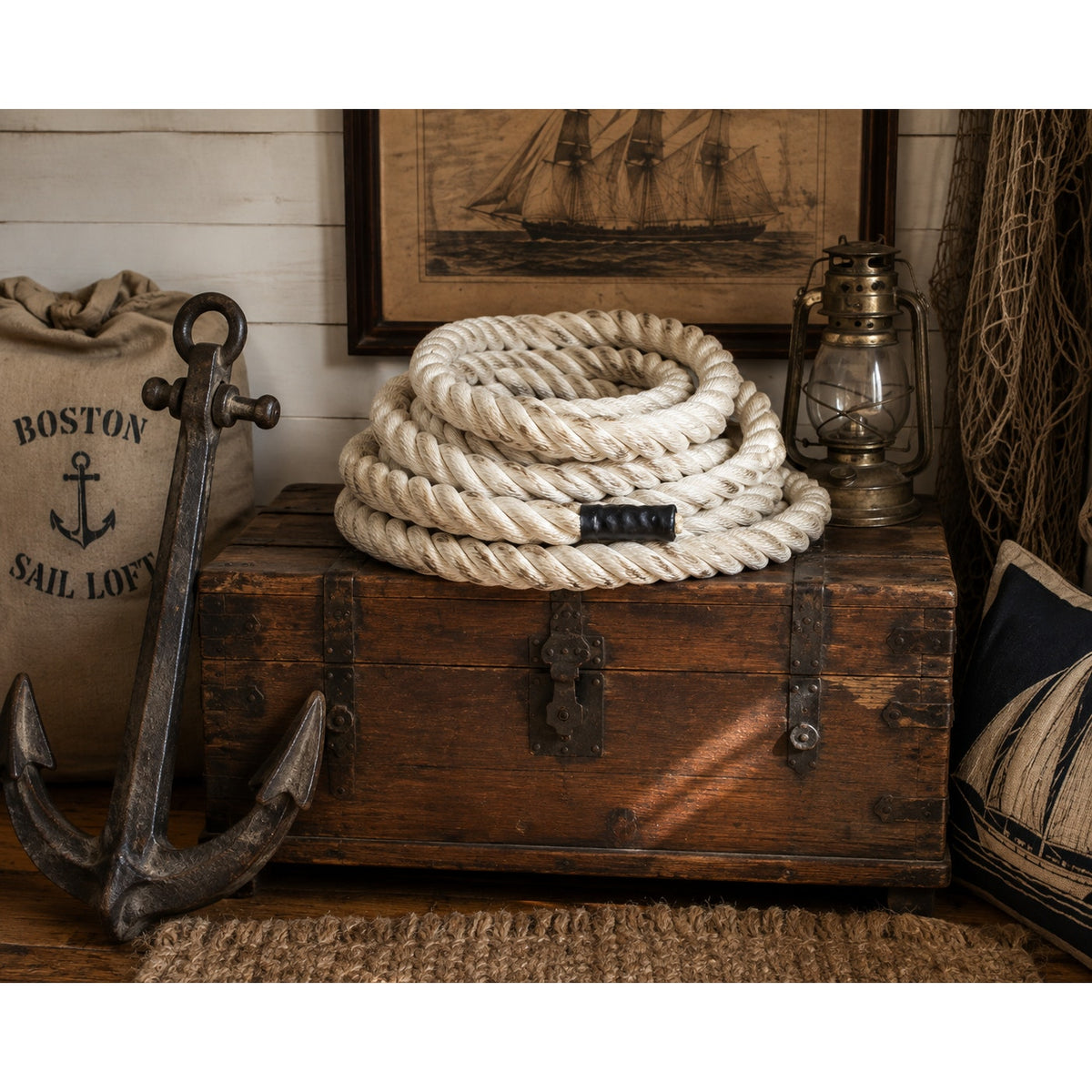 Vintage Nautical Rope 3 Inch Thick 25-30 Ft Maritime Ship Decor – additional view 3