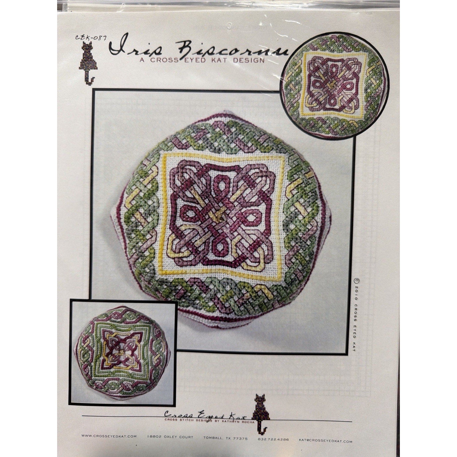 CROSS EYED KAT Iris Biscornu Cross Stitch Pattern