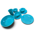 Hazel Atlas Moderntone Turquoise Platonite Glass 9 Piece Set MCM – main view
