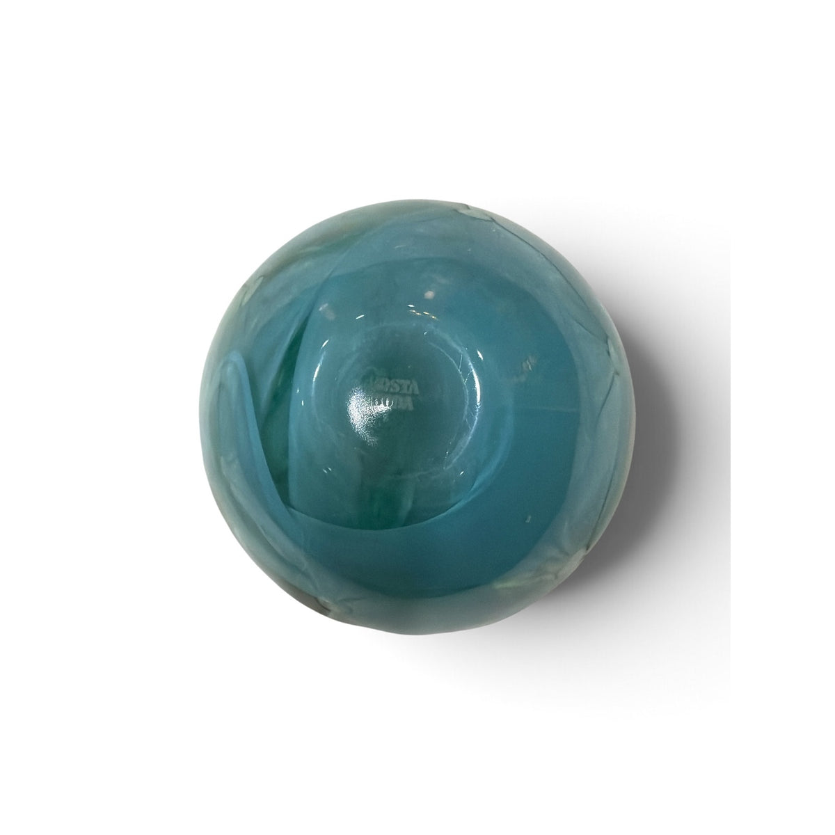 Kosta Boda Sweden Turquoise Art Glass Bowl Scandinavian Modern 4.5"