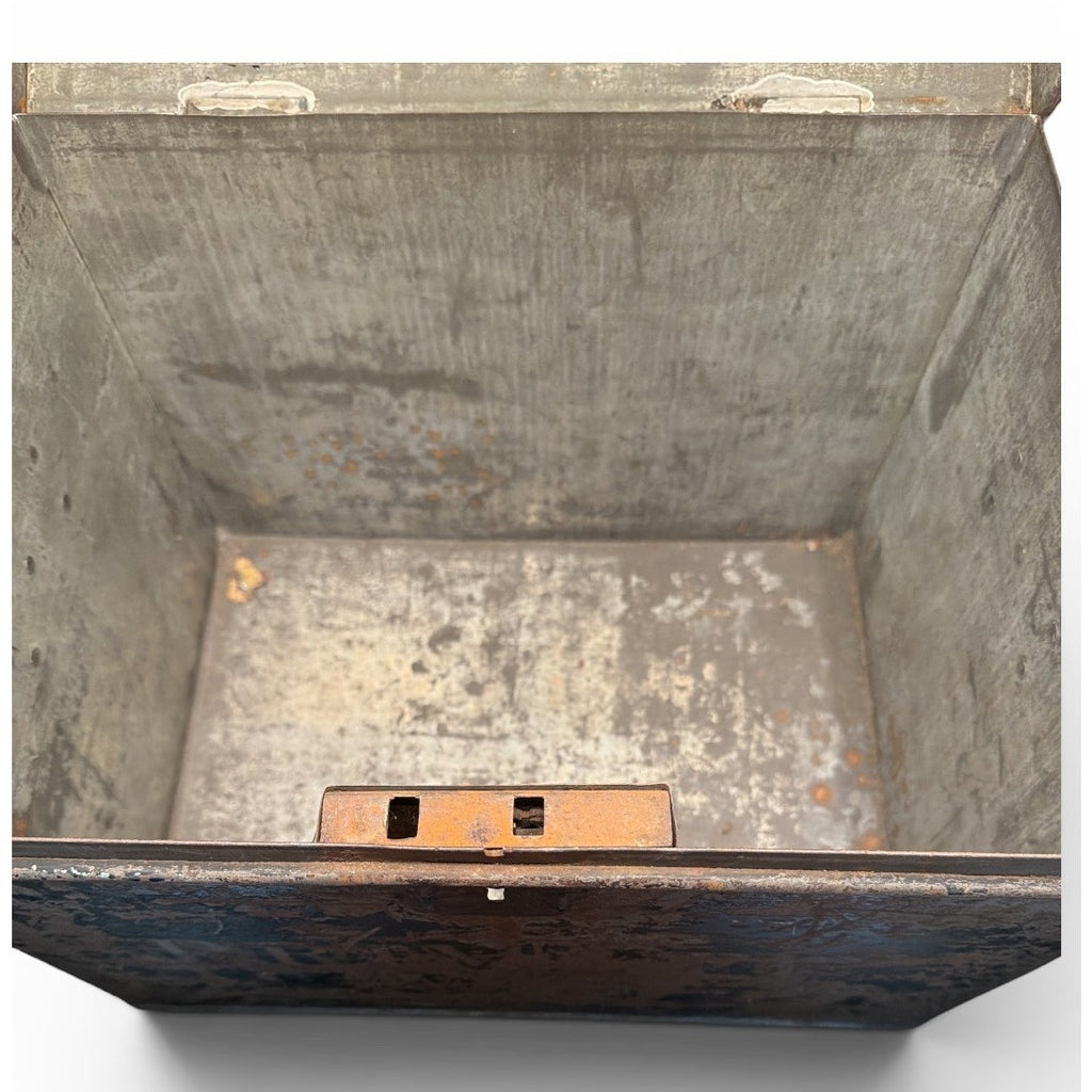 Antique Black Japanned Steel Deed Box Document Chest Industrial Storage