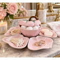 Vintage Belmar California Pink Strawberry Pottery 6 Piece Serving Set – main view