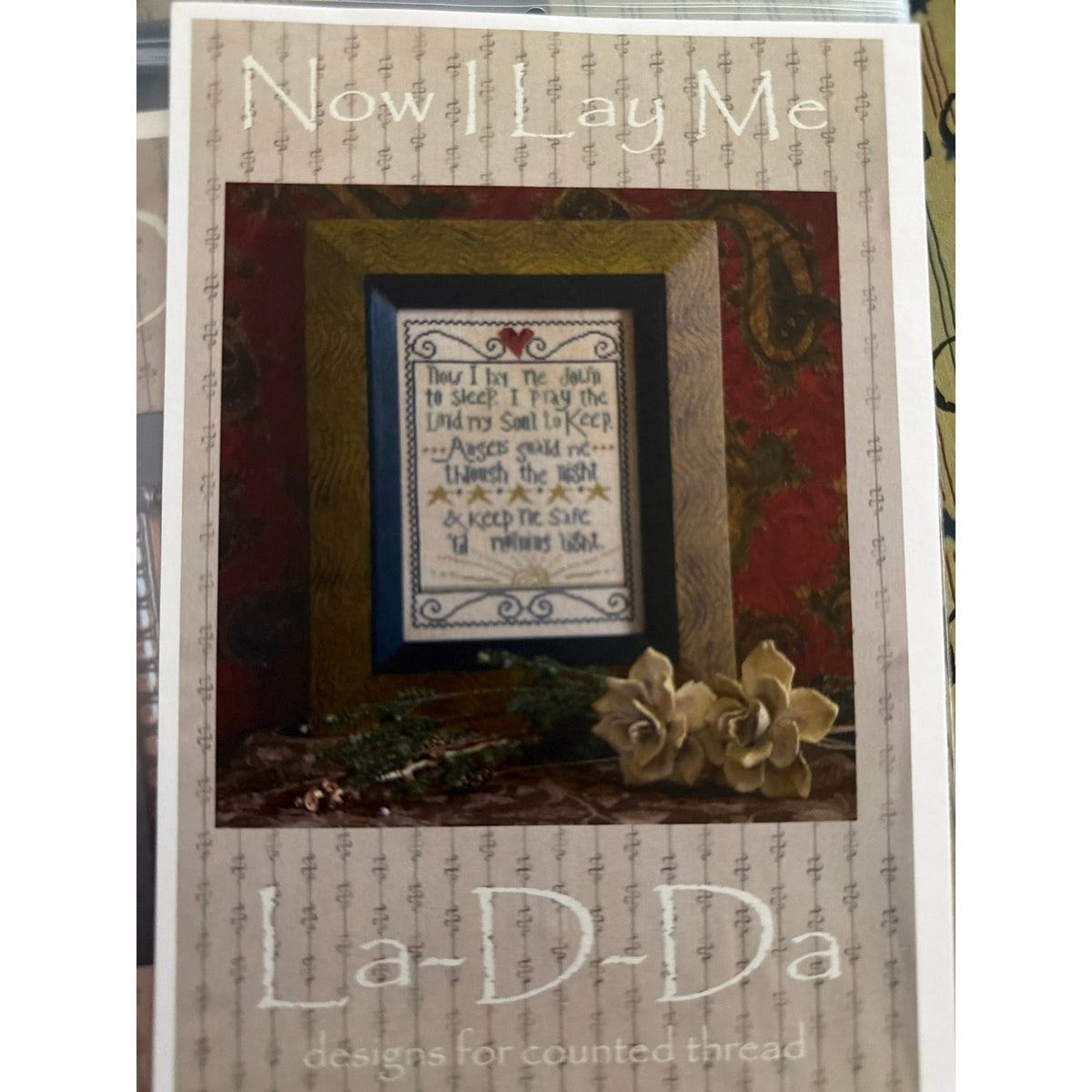 La-D-Da Now I Lay Me Cross Stitch Prayer Sampler NOS