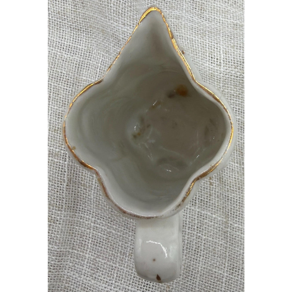 Vintage Mini Porcelain Creamer Bud Vase Blue Floral Gold Trim Tiny Vase