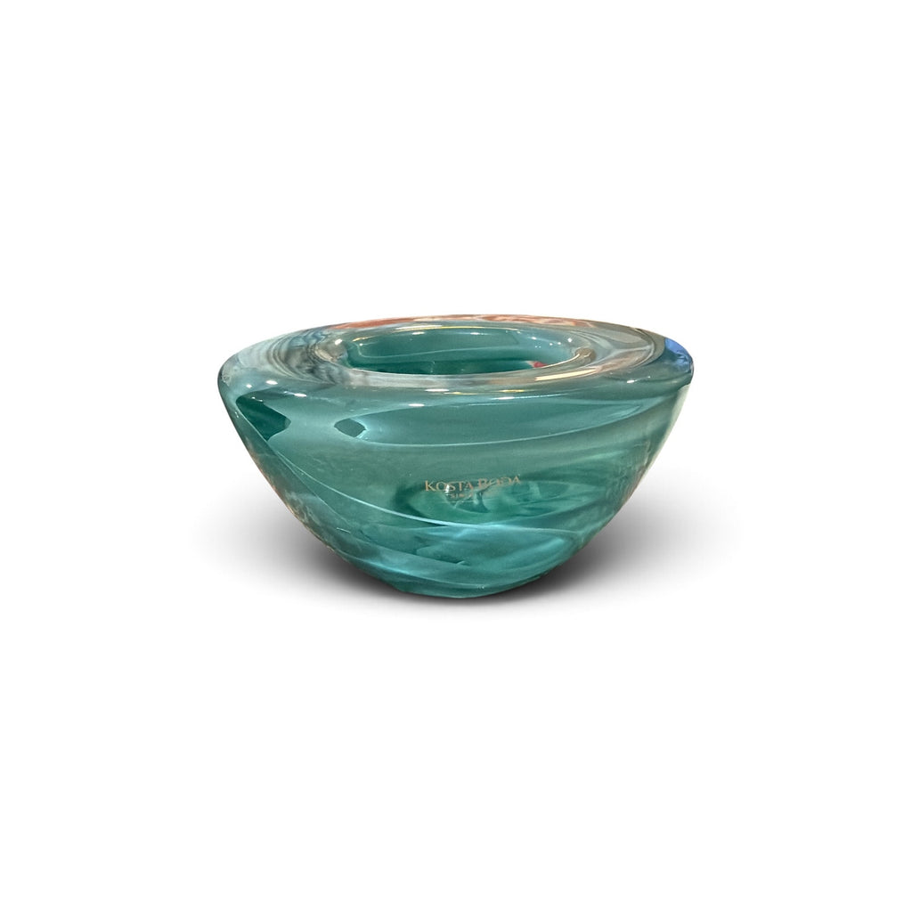 Kosta Boda Sweden Turquoise Art Glass Bowl Scandinavian Modern 4.5"