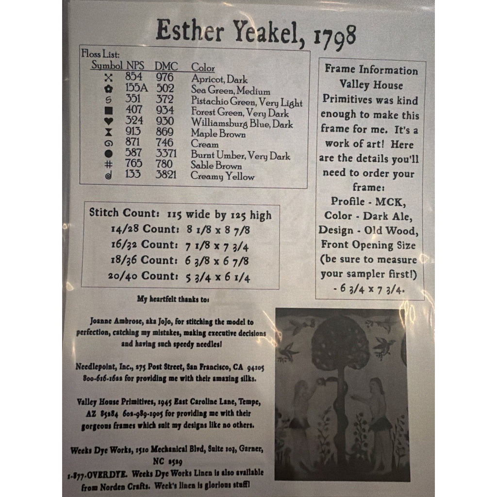 Esther Yeakel's Sampler by Carriage House Samplings cross stitch pattern