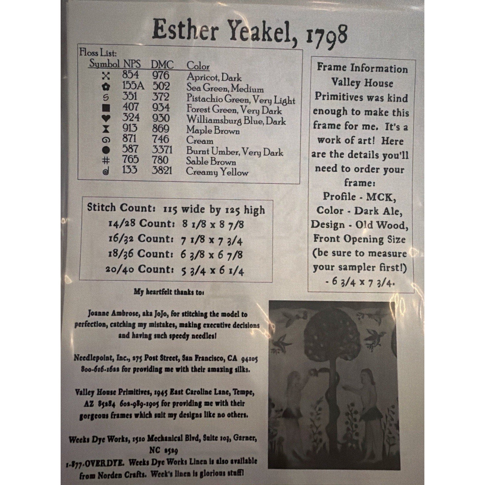 Esther Yeakel's Sampler by Carriage House Samplings cross stitch pattern