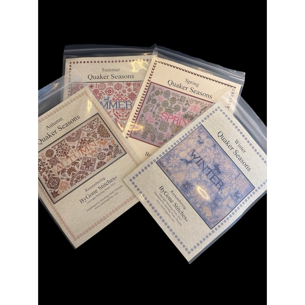 ByGone Stitches Quaker Seasons Set of 4 NOS Cross Stitch Patterns