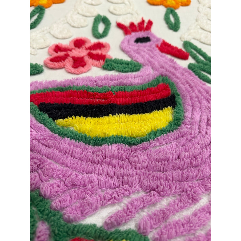 Vintage Peacock Chenille Bedspread Full Double 88 x 100 ** READ **
