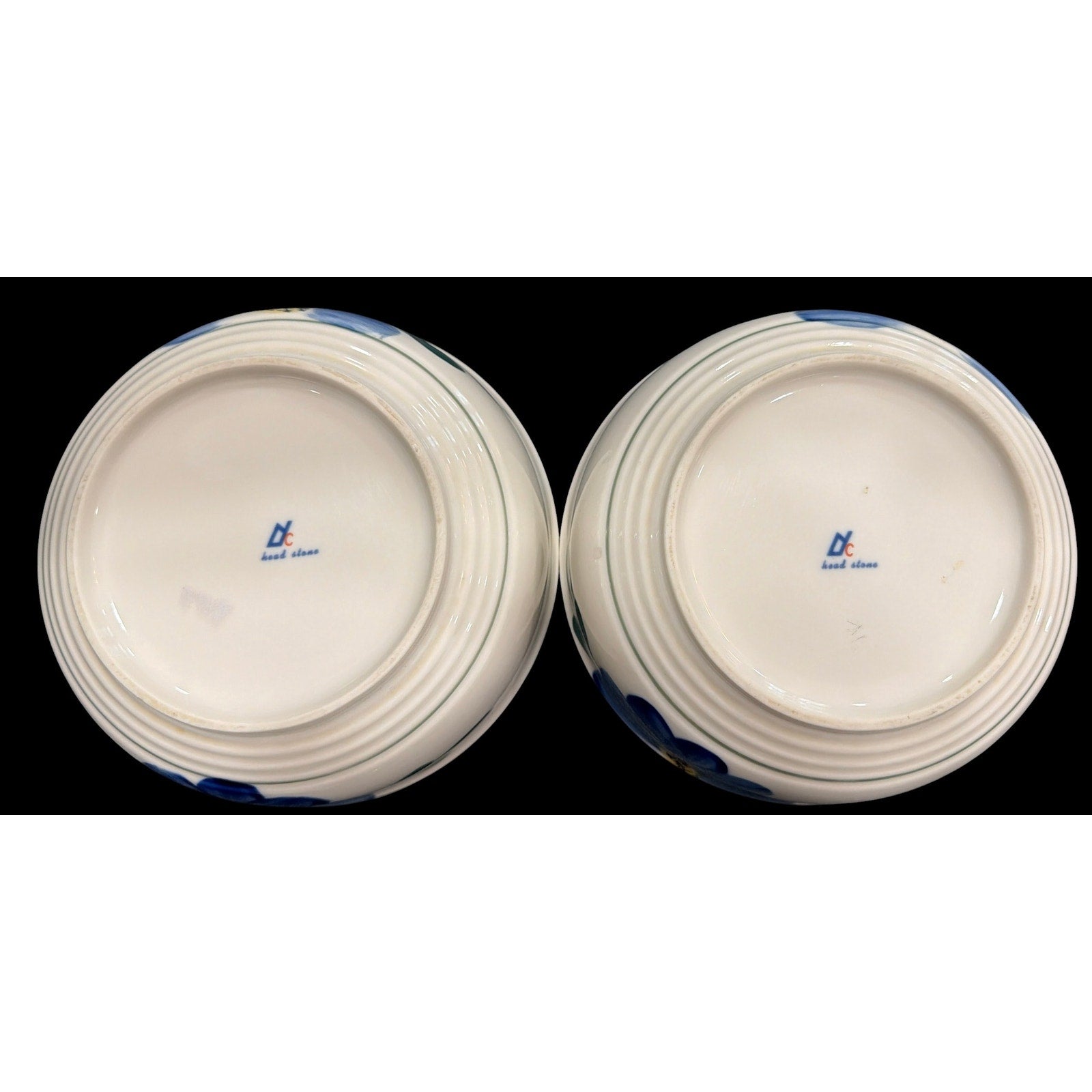 Vintage Blue Floral Stoneware Bowls Set of 2 | Cottagecore Kitchen Decor | Farmhouse Serving Bowls