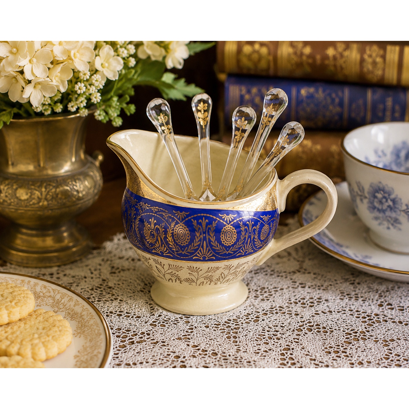 Vintage Taylor Smith & Taylor Bromley Creamer Cobalt Blue 22K Gold USA