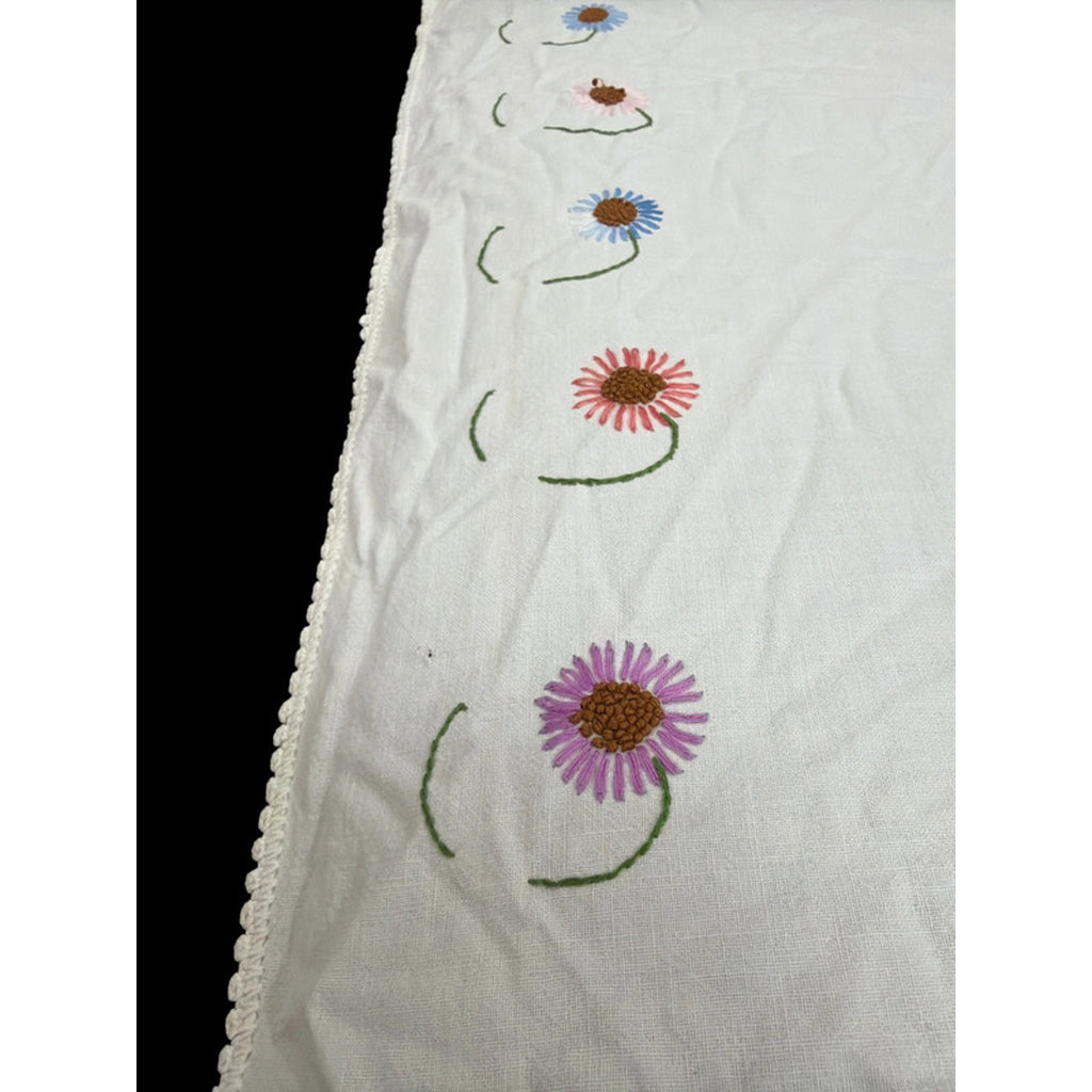 Handmade Feedsack? embroidered Tablecloth 31” x 36” – additional view 3