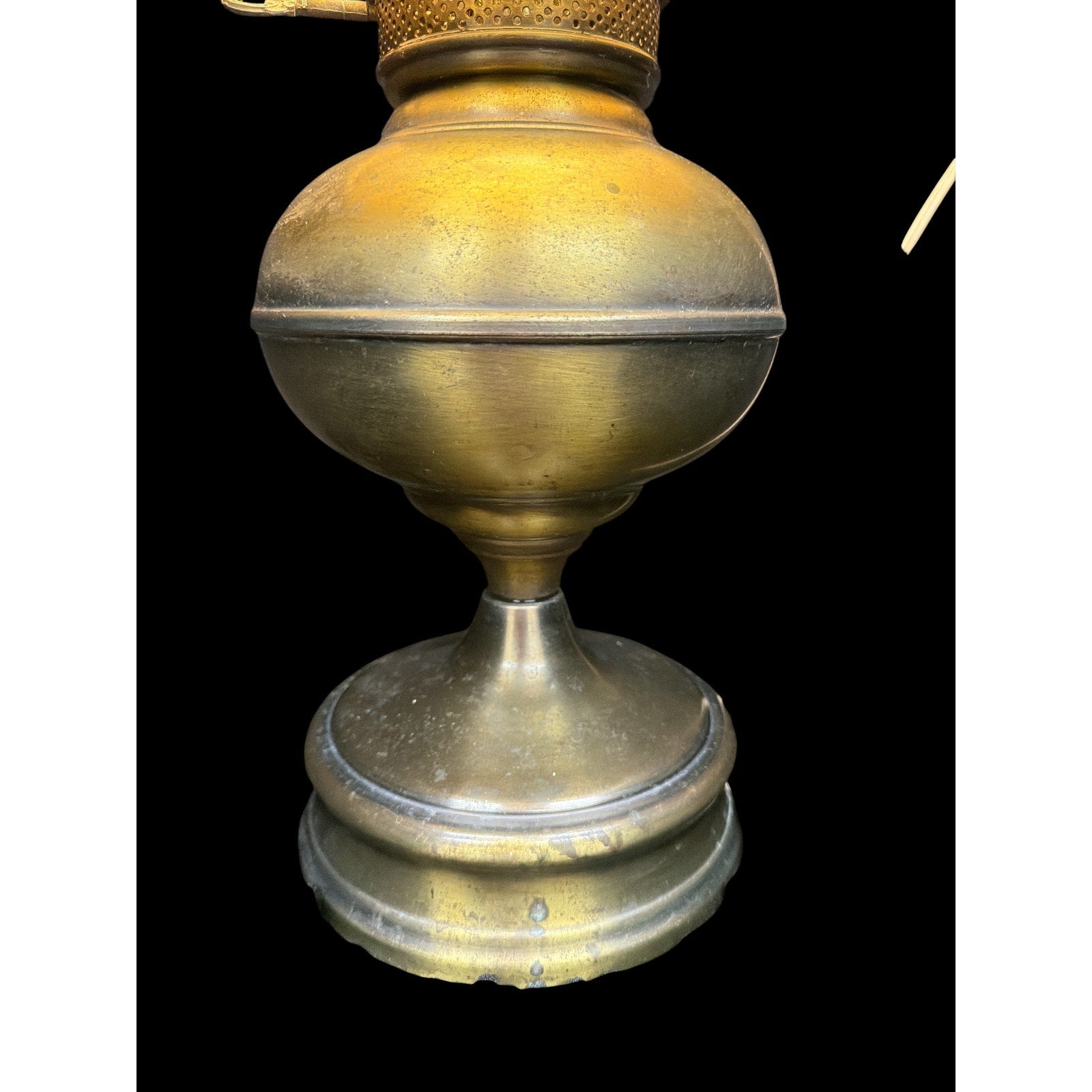 Antique Hand Painted Opal Glass Lamp Brass Electric Oil Lamp 21"