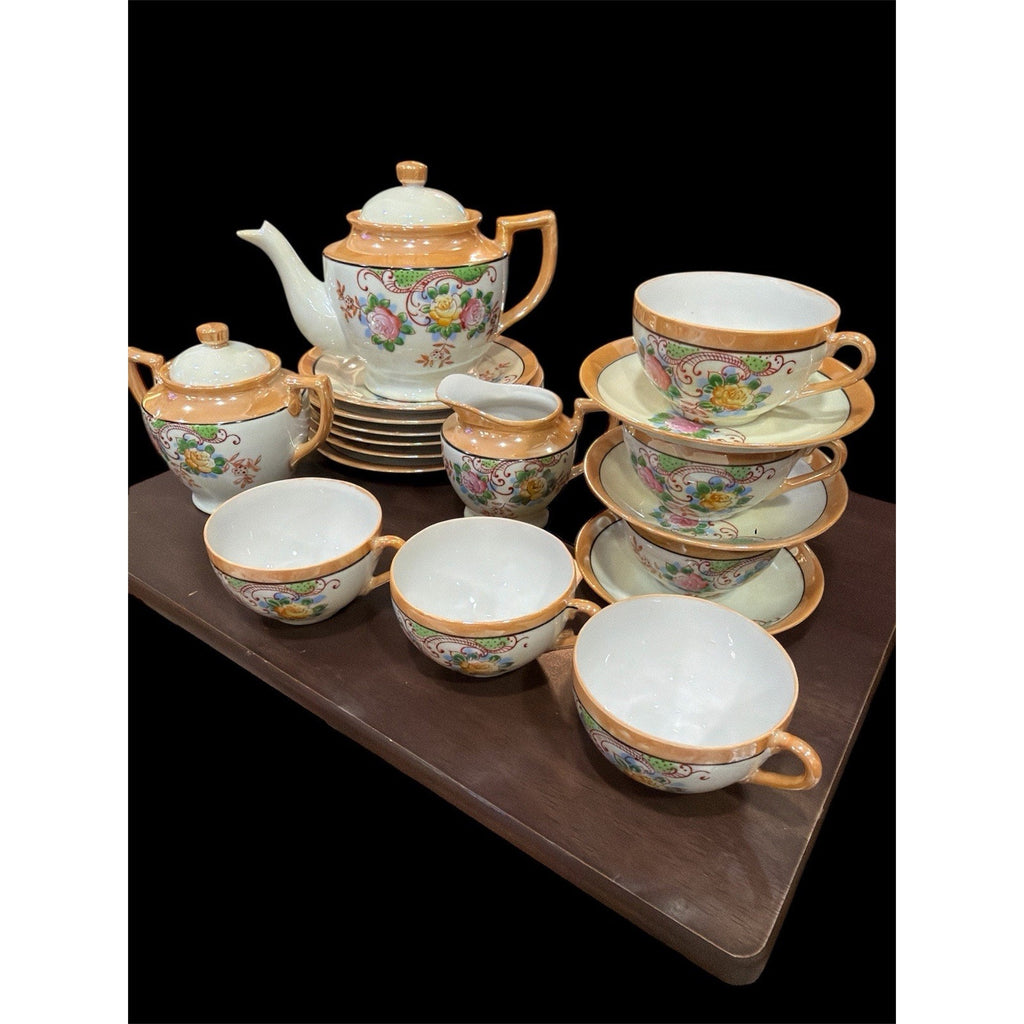 Vintage Made in Japan Porcelain Tea Set 17 Pc Floral Tea Service