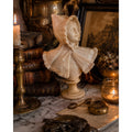 Antique Italian Hand Carved Alabaster Girl Bust Victorian Bonnet Sculpture