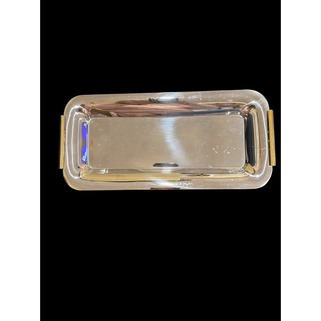 Vintage Lifestyle 18/10 Italy Stainless Steel Serving Tray Gold Handles