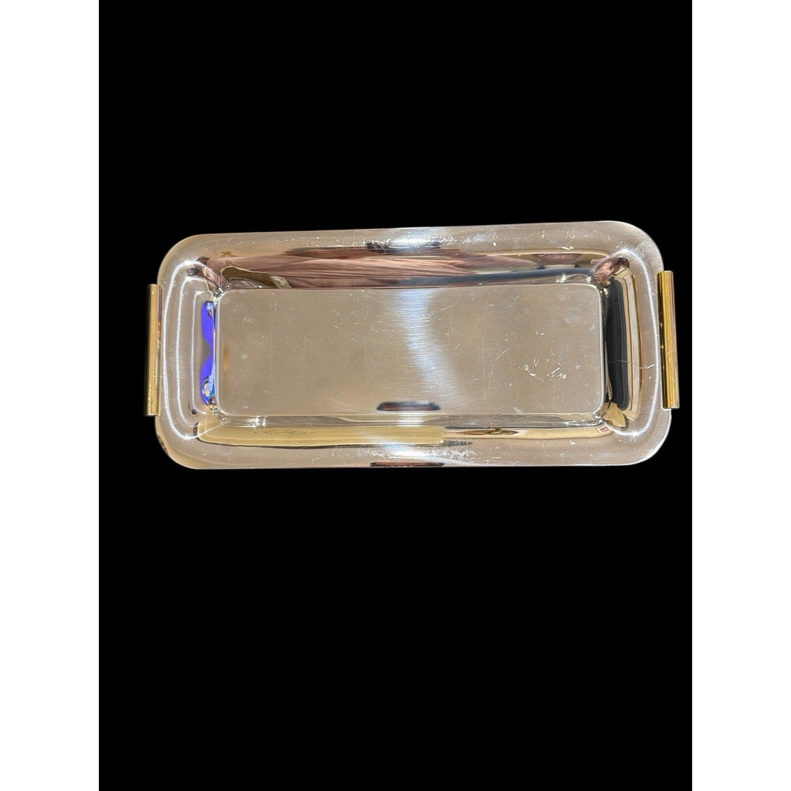 Vintage Lifestyle 18/10 Italy Stainless Steel Serving Tray Gold Handles