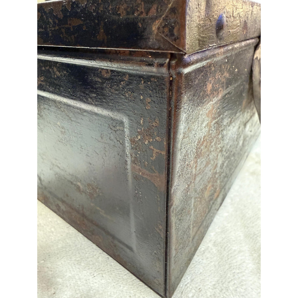 Antique Diamond Match Company Tin Box: Primitive Fireplace Storage Container