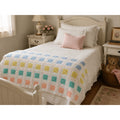 Handmade Pastel Crochet Granny Square Afghan Twin Bedspread 74 x 68