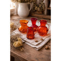 Vintage Crackle Glass Mini Pitchers | Amber Ruby Hand Blown Bud Vases