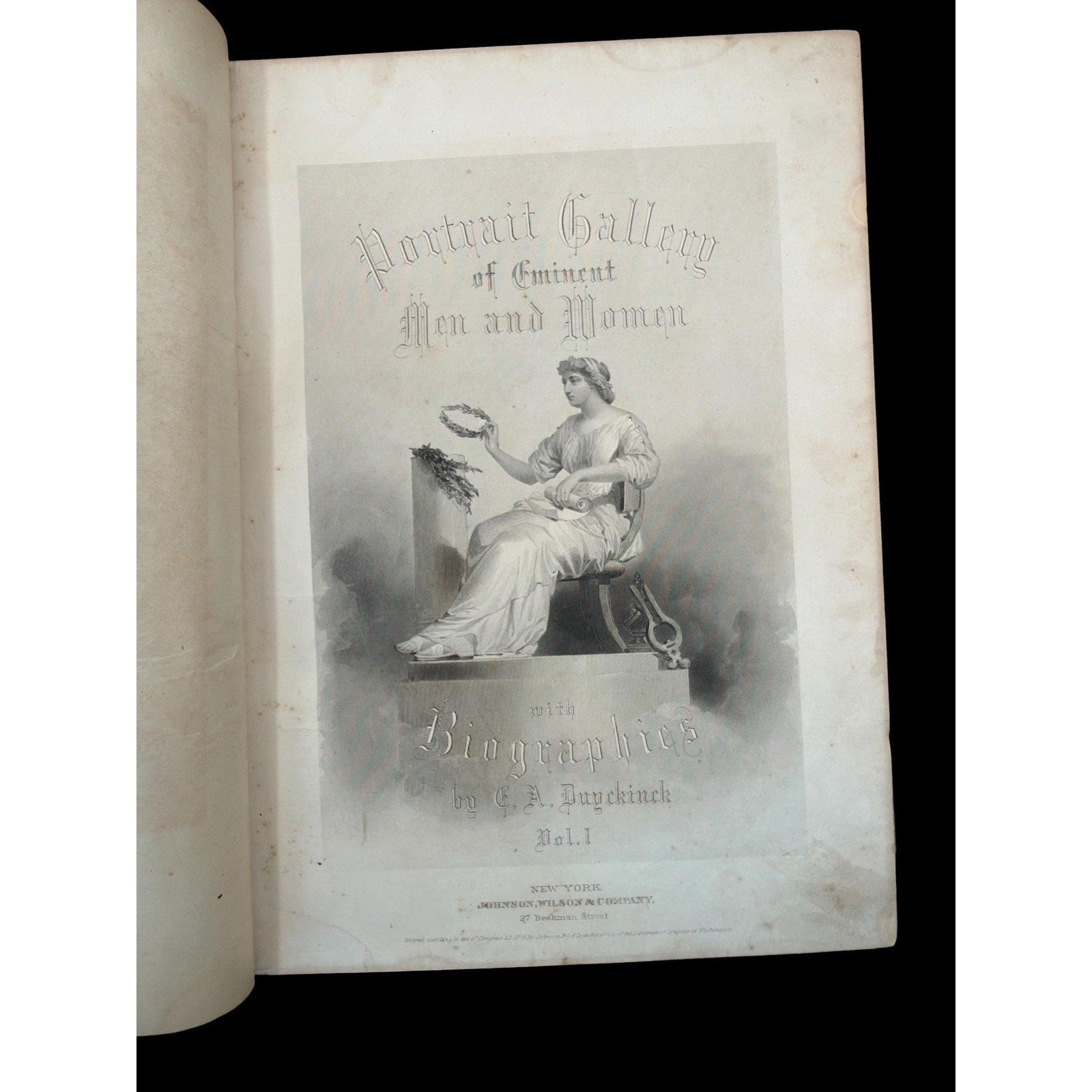 Antique 1873 Portrait Gallery Book: Eminent Men & Women, Steel Engravings Volume I