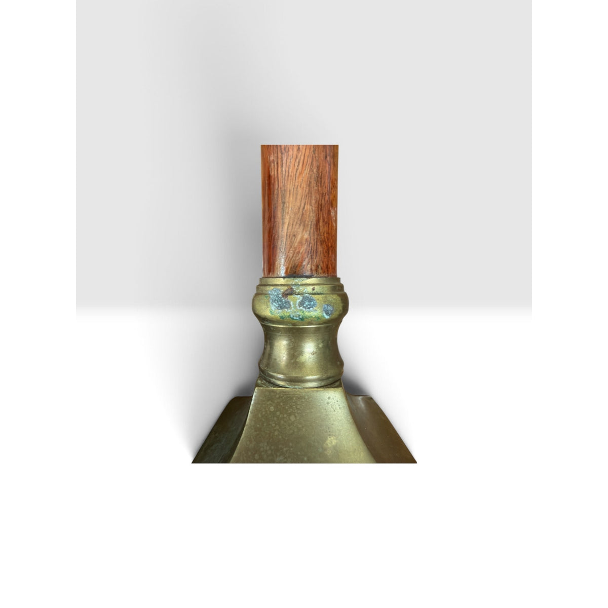 Vintage Brass Wood Candlestick Holders Pair Square Base 7.5 Inch – additional view 4