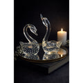 Vintage Hand Blown Art Glass Swan Figurines Pair Bullicante Clear Glass