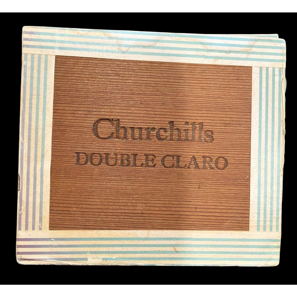 Vintage Nat Sherman Cigar Box Wood Churchill Double Claro Tobacciana