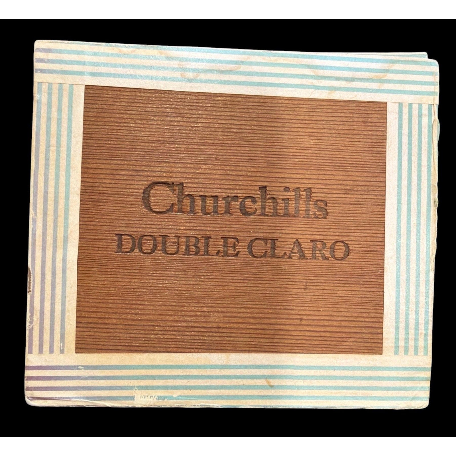 Vintage Nat Sherman Cigar Box Wood Churchill Double Claro Tobacciana