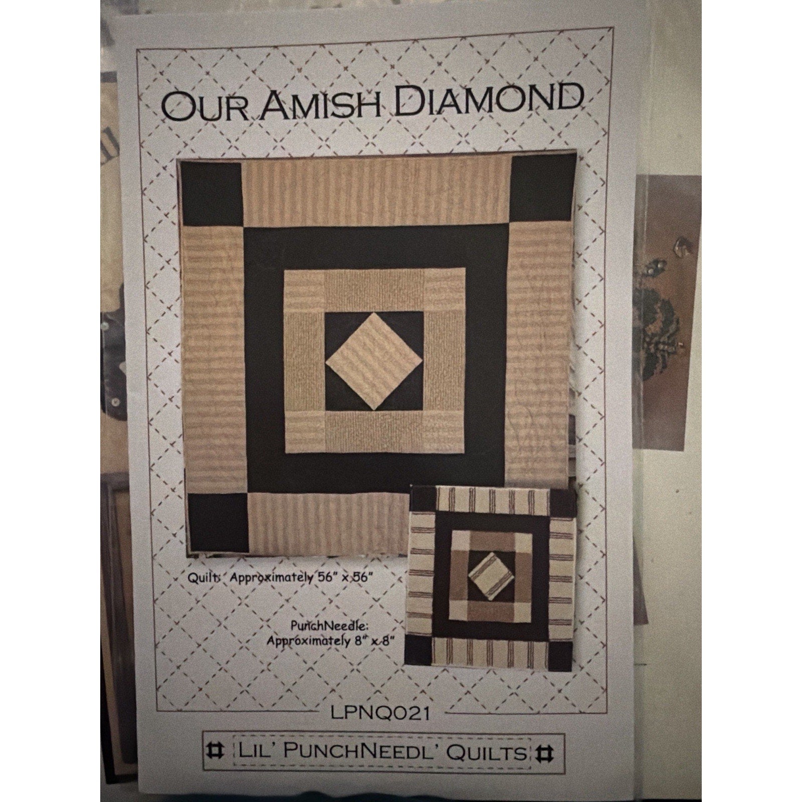 Graham Cracker Our Amish Diamond LPNQ021 Quilt Punch Needle Pattern NOS