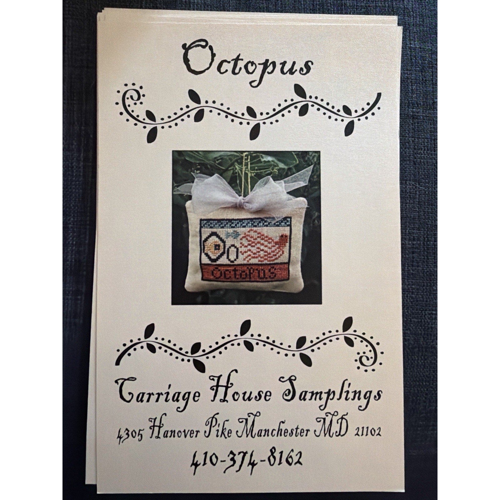 Carriage House Samplings Octopus Cross Stitch Pattern Pillow