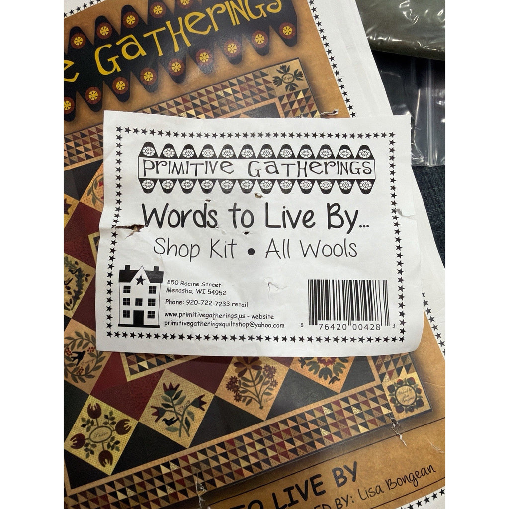 Primitive Gatherings Words to Live By Rare Discontinued Wool Shop Kit